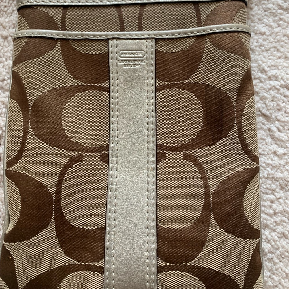 Coach brown signature pattern crossbody bag